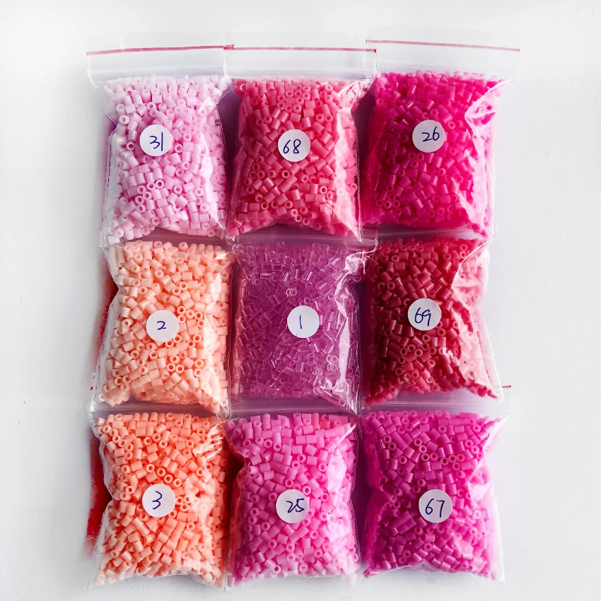 DOLLRYGA 1000 pièces/sac 2.6mm perler Hama perles 9 couleurs roses enfants éducation bricolage jouets 100% garantie de qualité nouveau bricolage jouet fusible perles