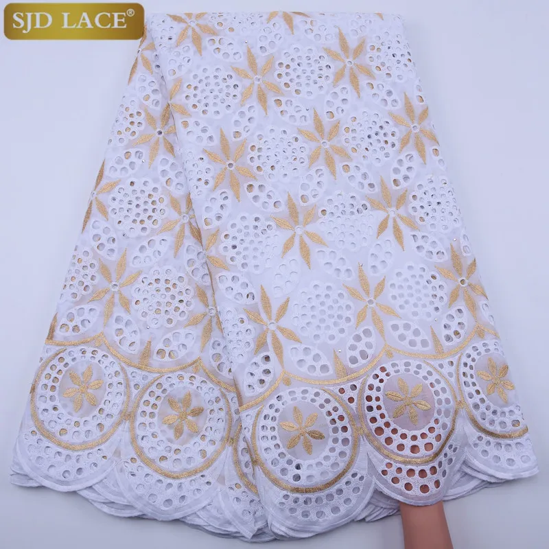 SJD кружево Африканский нигерийский хлопок кружево ткань высокое качество швейцарские кружева Embroiderey удар сахарной ваты для вечерние платья Швейные A1794