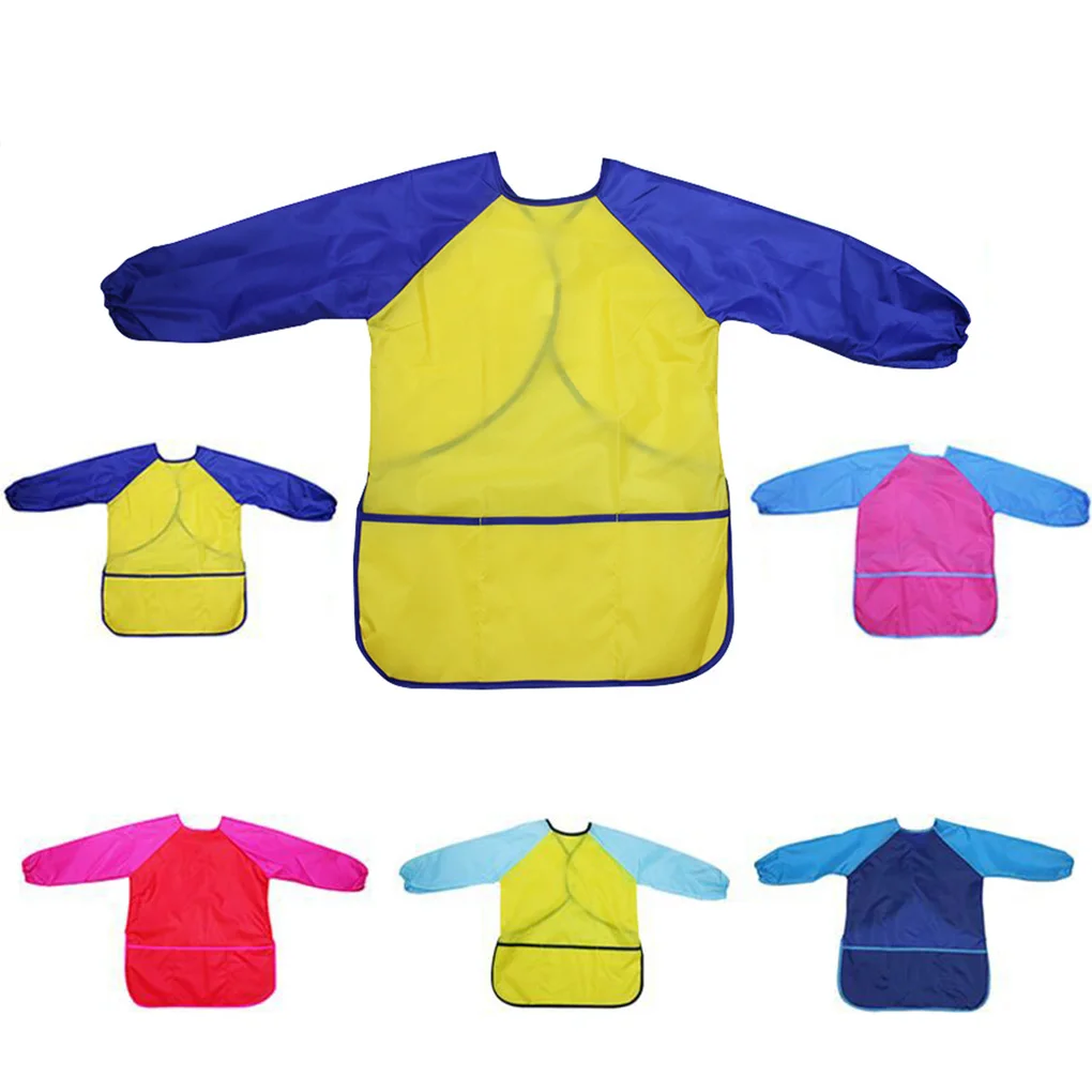 Children Long Sleeve Waterproof Apron Kid Art Craft Painting Cook Feeding Smock Art Aprons Learning Education Interesting Toys