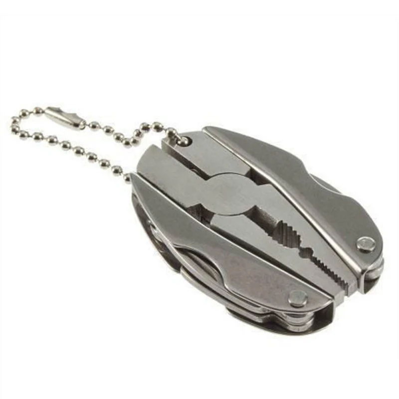 Outdoor Multi-Tool Portable Folding 2cr13 Stainless Steel Pliers Flat Cross Head Screwdriver Cutter Nail File Key Chain Tool