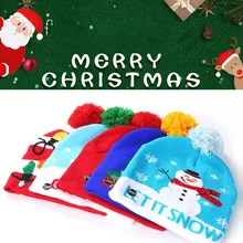 Рождественская ёлка, шапка для детей, родитель-ребенок, красочный Рождественский стиль, светодиодный светильник, вязанная шапка, шапка, шапка