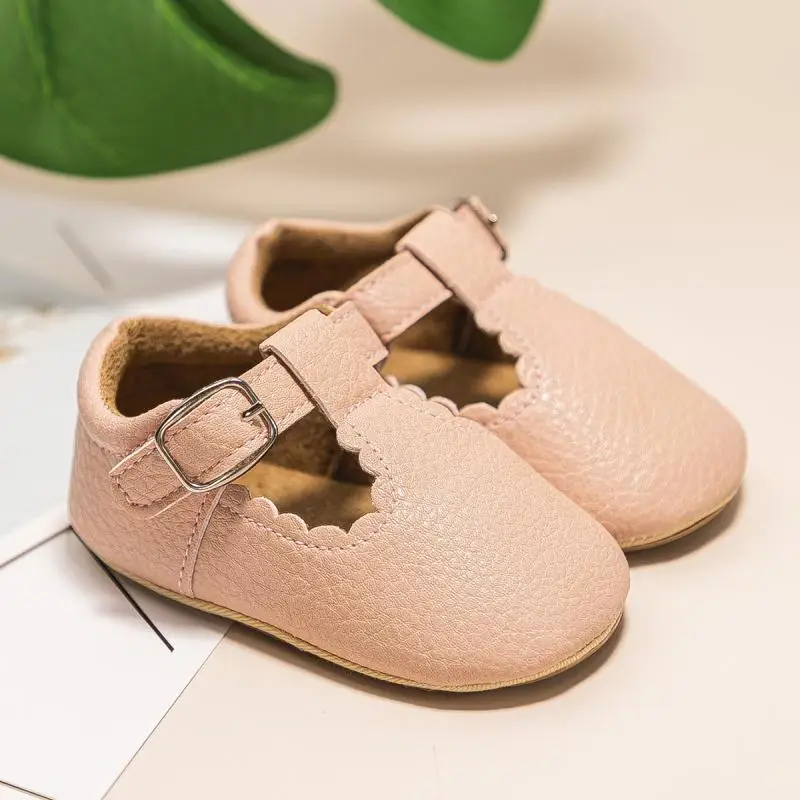 KIDSUN Newborn Baby Shoes Stripe PU Leather Boy Girl Shoes Toddler Rubber Sole Anti-slip First Walkers Infant Moccasins 2