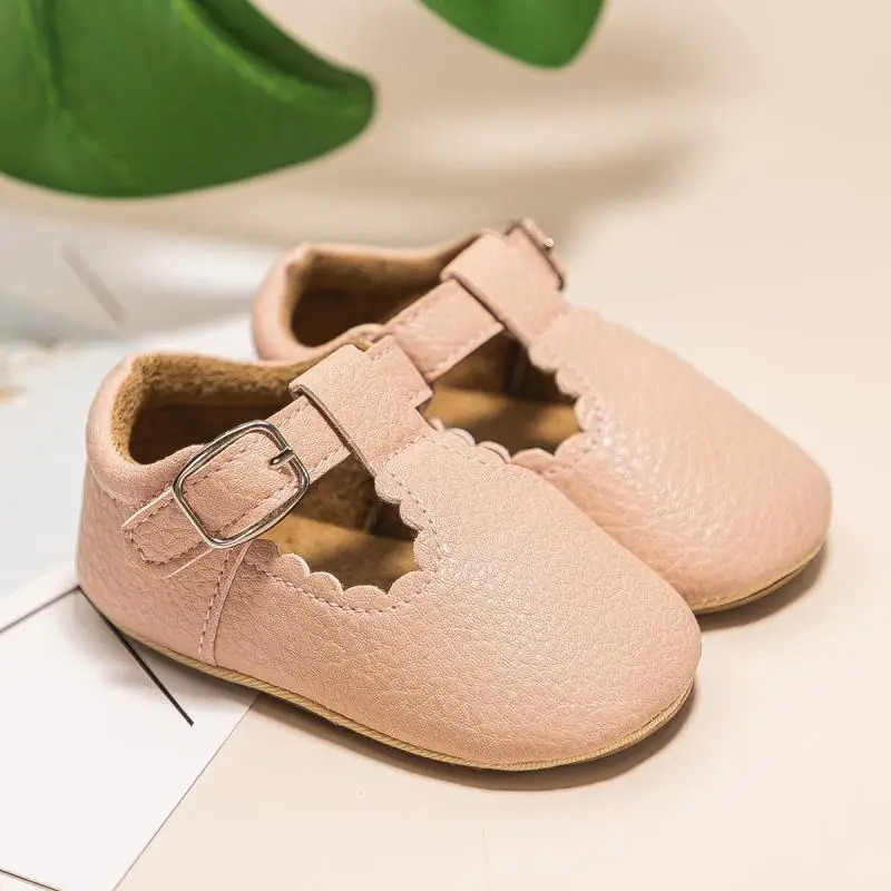 KIDSUN Newborn Baby Shoes Stripe PU Leather Boy Girl Shoes  Toddler Rubber Sole Anti-slip First Walkers Infant Moccasins 2