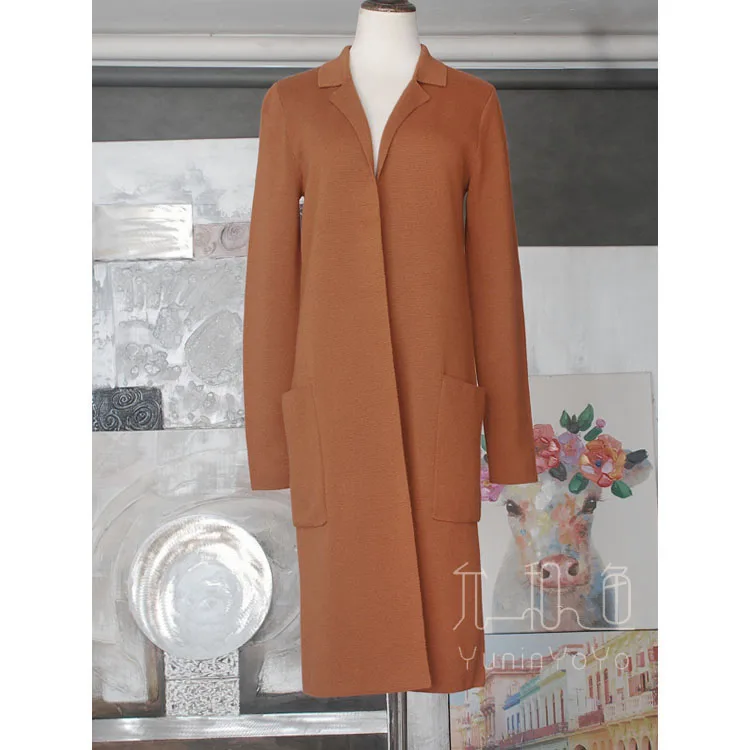 YUNINYOYO Big brand style small lapel double weave100% merino wool women knitting long cardigan, thin coat/windbreaker?2colours YUNINYOYO Big brand style small lapel double weave100% merino wool women knitting long cardigan, thin coat/windbreaker?2colours