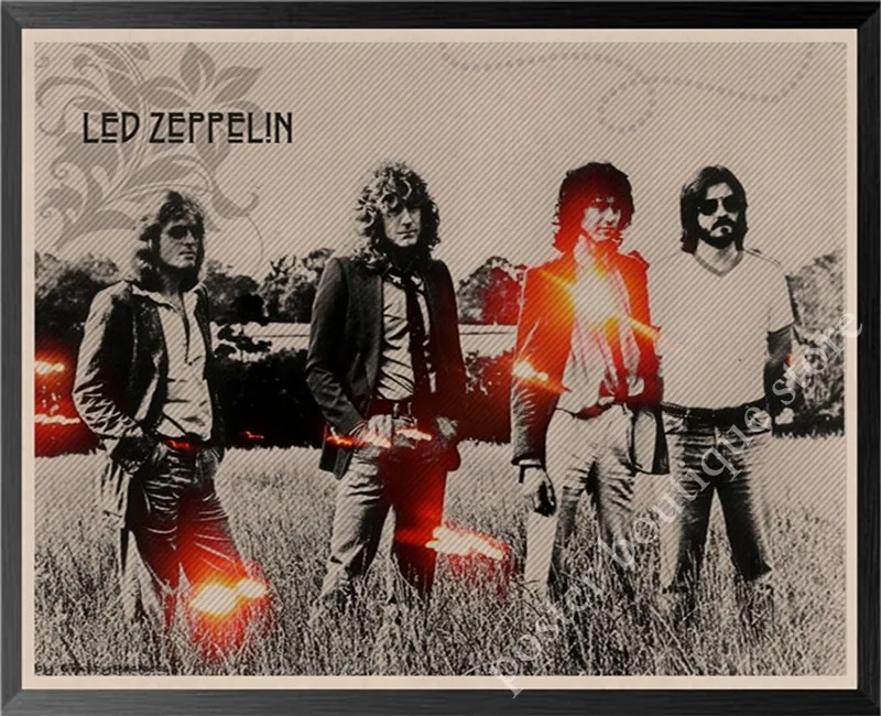 Led Zeppelin Rock Music Poster,Jimmy Page, Robert Plant poster Vintage Home Decor Wall Stickers nine percent/6 - Цвет: 27