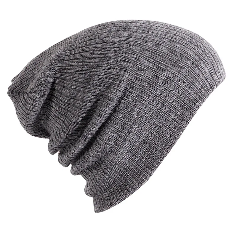 Gray Charm Wood зимняя шапка, вязаные шапки в рубчик, шапки бини для девочек, женщин, мужчин, шапки с черепом, теплая шапка бини для зимы и осени - Цвет: Gray