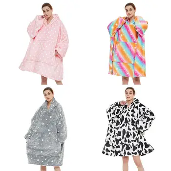 

2020 New Oversized Sherpa Hoodie Sweatshirt Wearable Blankets for Adults, Kids Women and Men