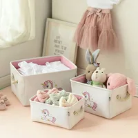 Fabric Storage Basket Toy Organizer Clothes Basket With Handle Kids Toy Storage Box Book Desktop Organizer Laundry Basket 1
