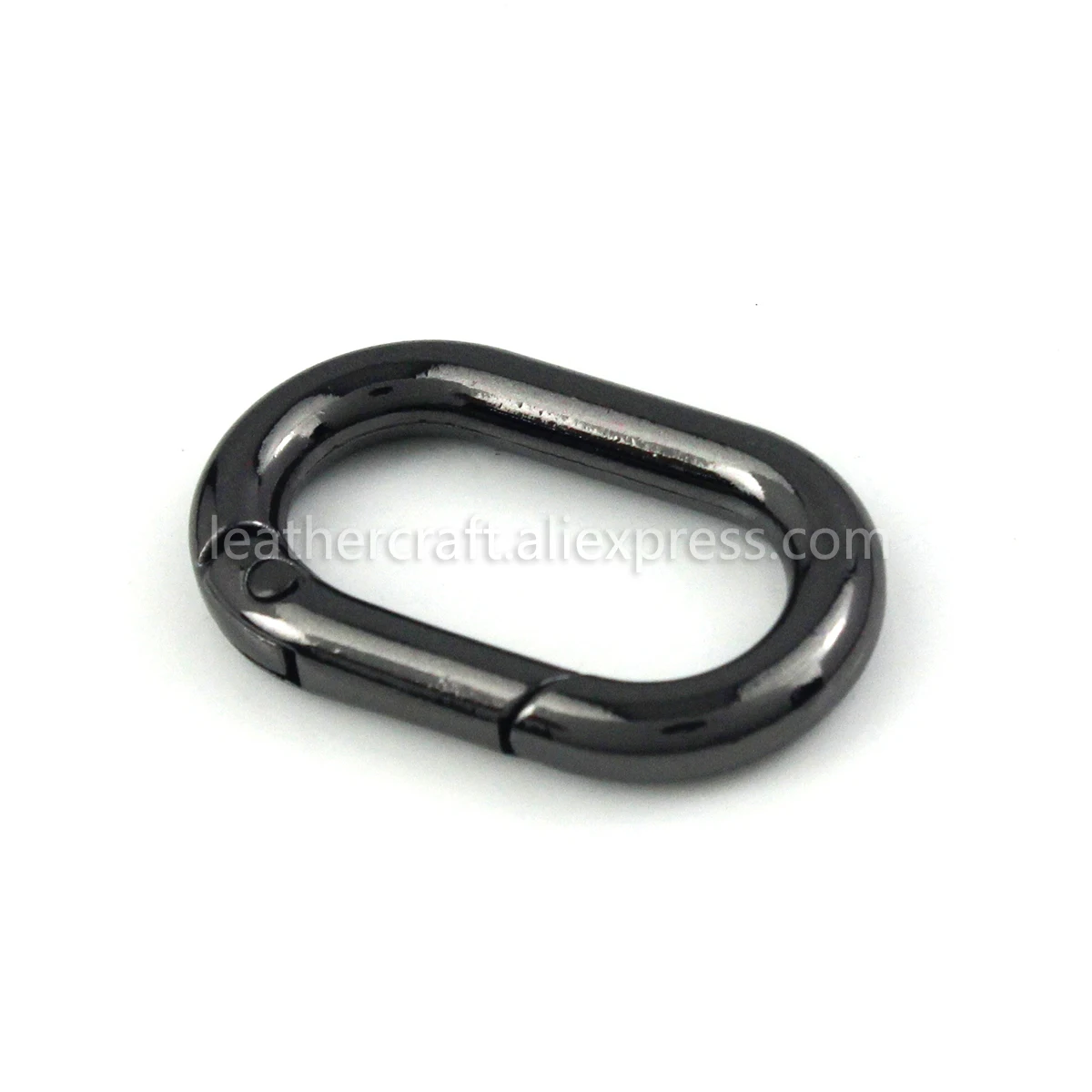 1x Metal Oval Ring Snap Hook Spring Gate Trigger Clasps Clips for Leather Craft Belt Strap Webbing Keychain Hooks - Цвет: Gun Black