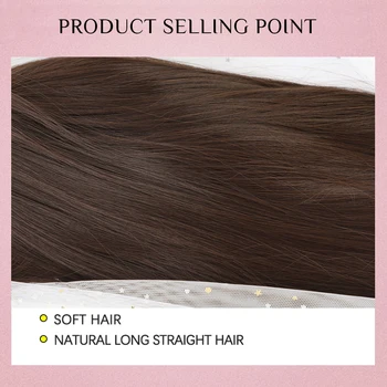 Inhair Cube Women Hair Wigs Ladies Party Daily Natural Wave Dark Brown Side Parting Synthetic Lace Wigs with Bangs Free Shipping 5