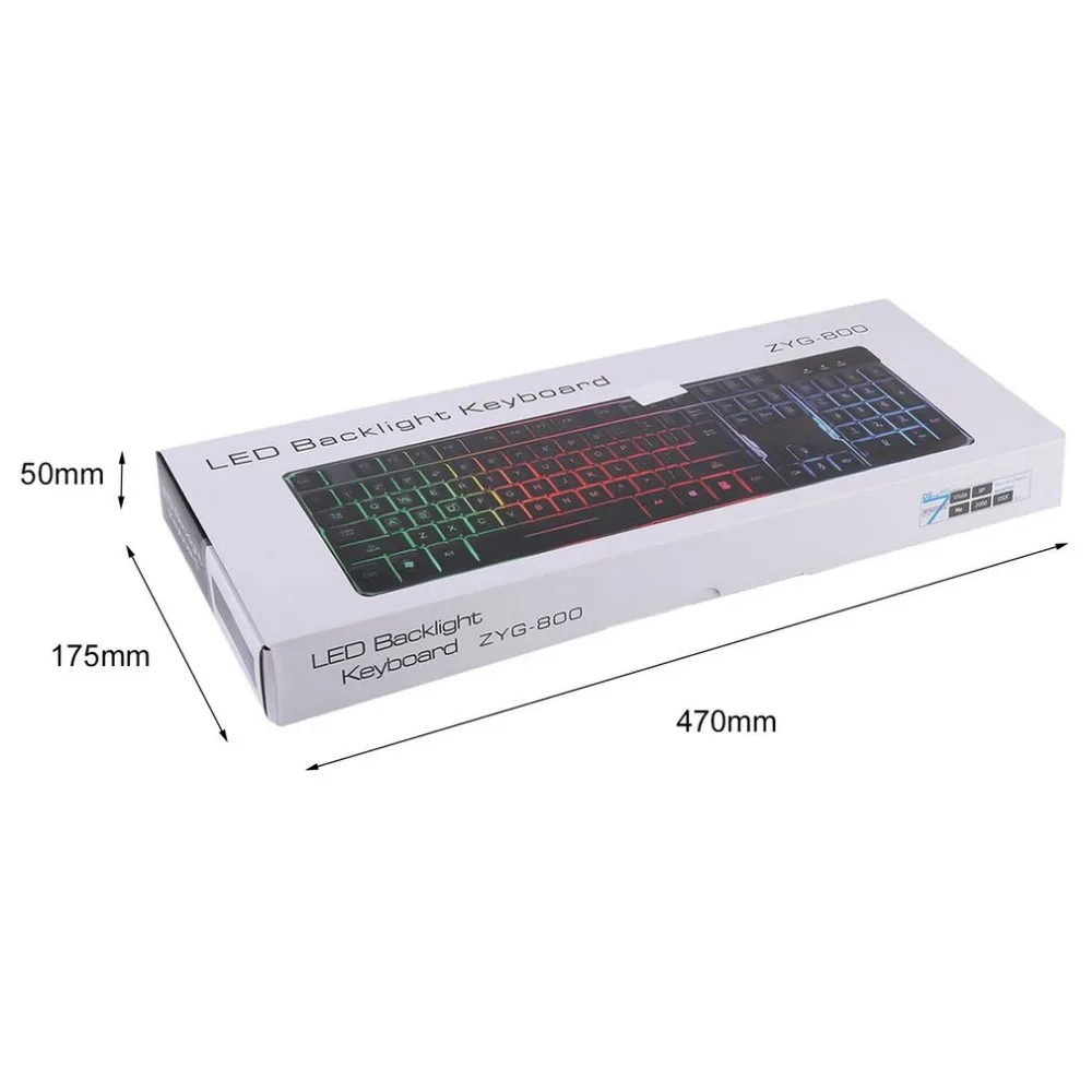 Проводная USB игровая клавиатура с 104 клавишами, Игровая клавиатура, плавающий светодиодный usb-интерфейс с подсветкой, светящаяся русская версия, клавиатура