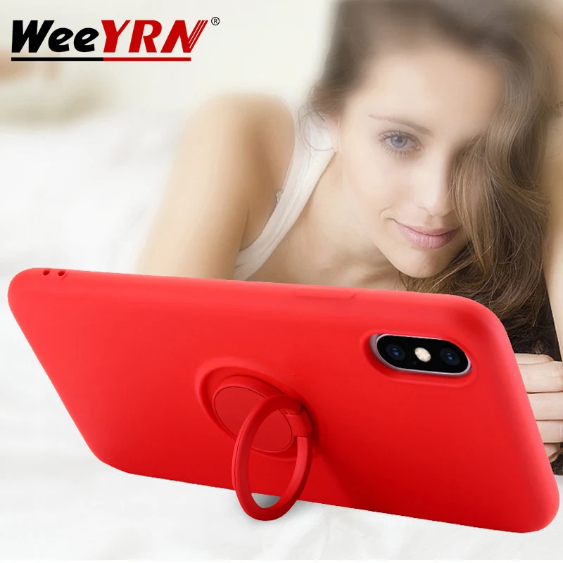 

Magnetic Stand Ring Case For iPhone 11 XI XIR XR XS Max X Liquid Silicone Soft Phone Case Cover For iPhone 7 8 6 6s Plus Coque