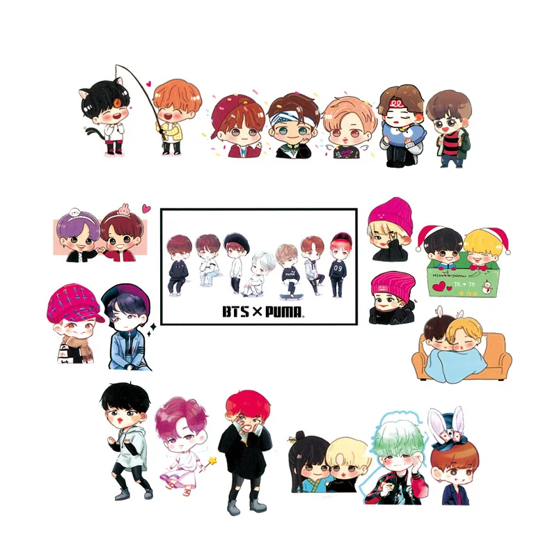 100 PCS PVC BTS cartoon stickers waterproof motorcycle cars do not repeat stick box graffiti stickers BT21 stickers