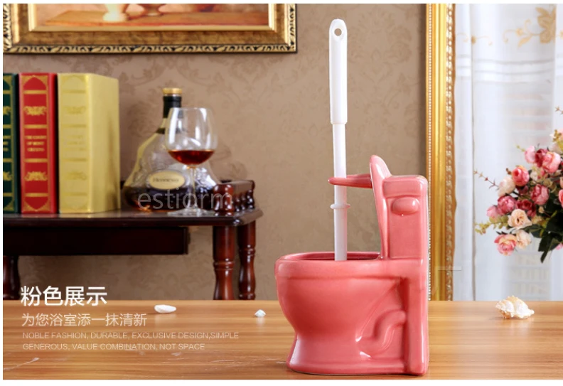 Ceramic Toilet Bowl Brush Set Long Handle - JS3337-4