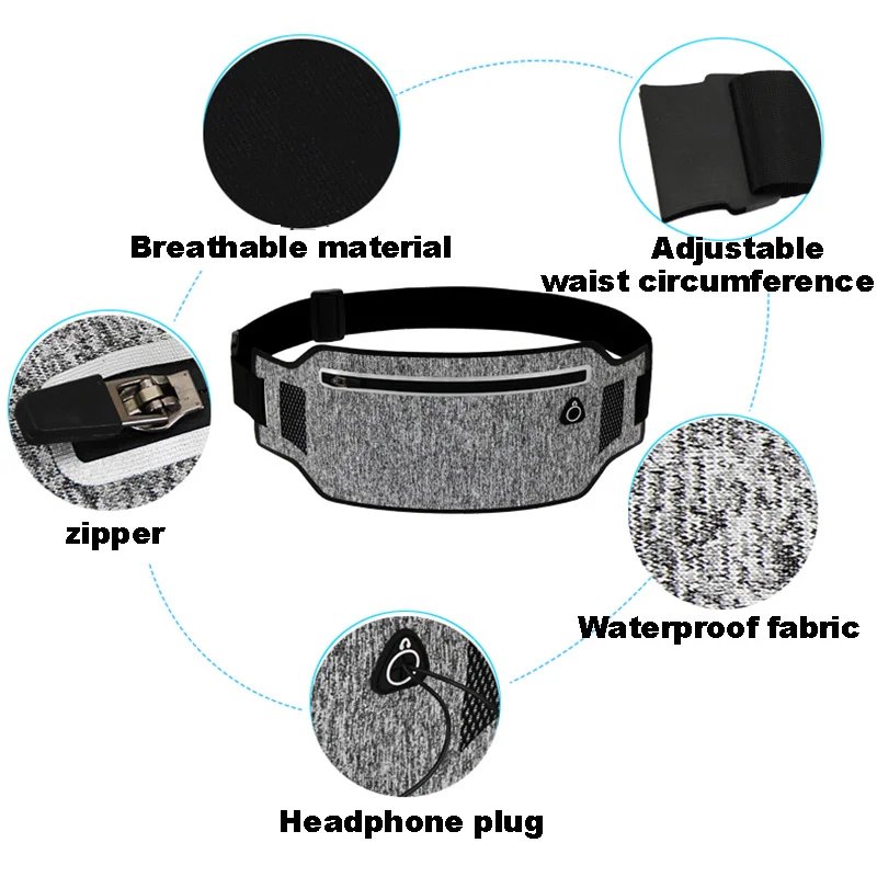 Сумка для бега для телефона, водонепроницаемая поясная сумка для бега, светильник, дышащий поясной ремень, унисекс Фитнес поясная сумка, спортивные аксессуары