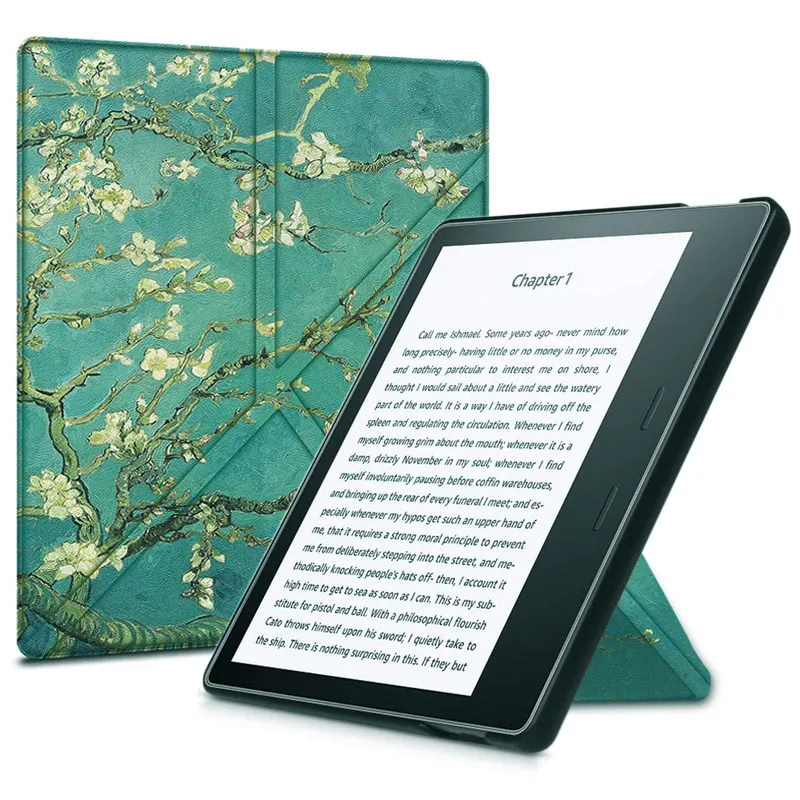 Умный чехол для электронных книг Kindle Oasis 2(только выпуск 9 поколения-)-тонкий Чехол-подставка оригами с функцией автоматического сна/пробуждения - Цвет: Apricot Flower