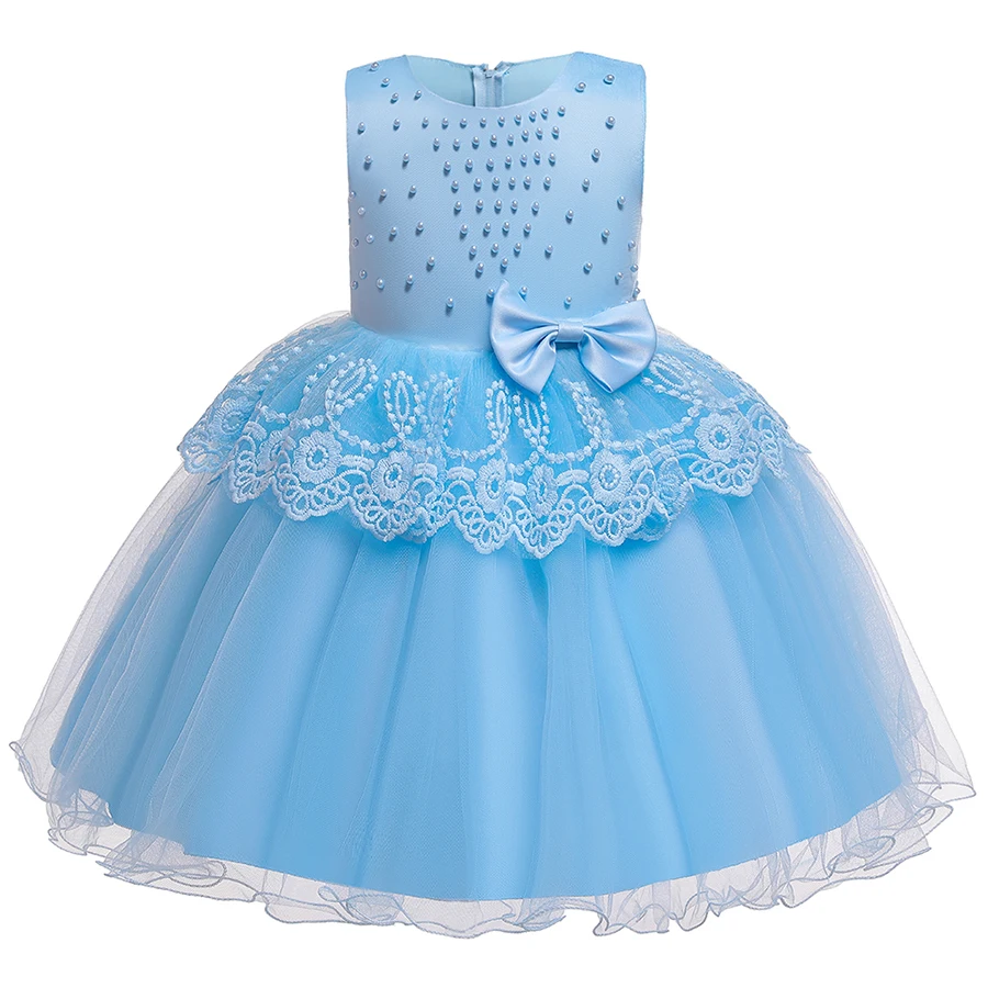 Детское элегантное платье для дня рождения, украшенное бусинами и цветами; детское праздничное платье принцессы на день рождения для девочек; одежда для маленьких девочек