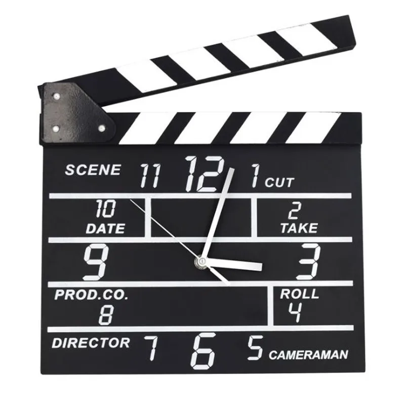 

Creative Cinema Movie Clapper Wooden Wall Clock Can Note Modern Home Living Room Hanging Digital Clock Creative Wall Decoration