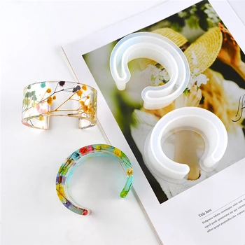 

Newly Updated Clear Silicone Egg Shaped Bracelet Mould For Epoxy Resin Real Flower DIY Mold Open Design Bangle Mould Resin Molds