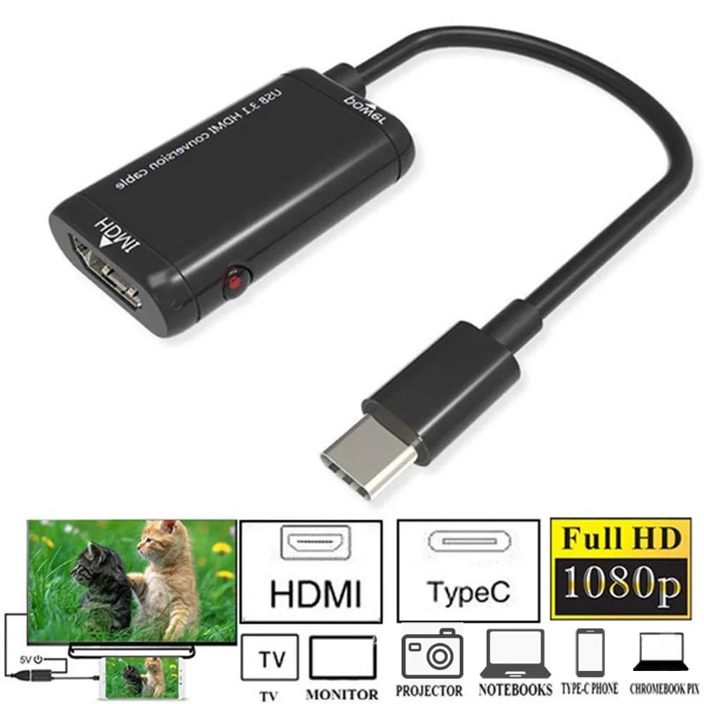 Высокое качество Носимых устройств Горячая USB-C type C к HDMI адаптер USB 3,1 ТВ кабель для Android телефон планшет поддержка прямой доставки