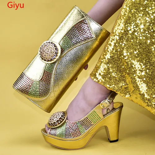 doershow new Shoes and Bag Set African Sets purple Color Italian Shoe Bag Set Decorated with Rhinestone High Quality! HAB1-17