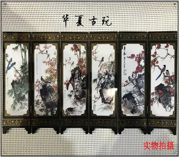 

Exquisite antique lacquerware small screen ornament (singing birds and fragrant flowers)