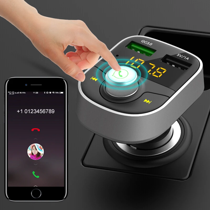 JINSERTA Bluetooth fm-передатчик быстрое зарядное устройство 3,0 Автомобильный MP3 музыкальный плеер двойной USB Радио модулятор автомобильный комплект громкой связи FLAC/APE