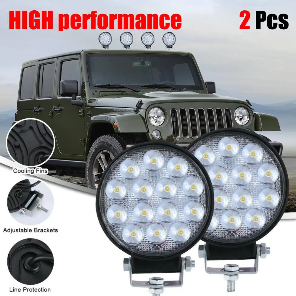 

2pcs Round 140W LED Work Light 12V 24V Car Light Bright Beam Off-Road Flood 9000lm IP68 waterproof Spot light SUV DRL Fog Lamp