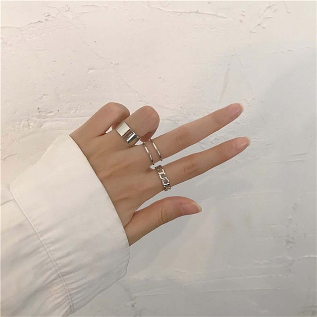 Punk Finger Rings 3pcs/set Minimalist Smooth Gold/Black Geometric Metal Rings for Women Girls Party Jewelry bijoux femme