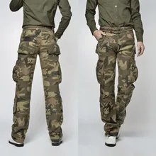 Мужские камуфляжные хлопковые брюки-карго с несколькими карманами в стиле милитари, модные мужские свободные прямые повседневные брюки, комбинезоны, спортивные штаны