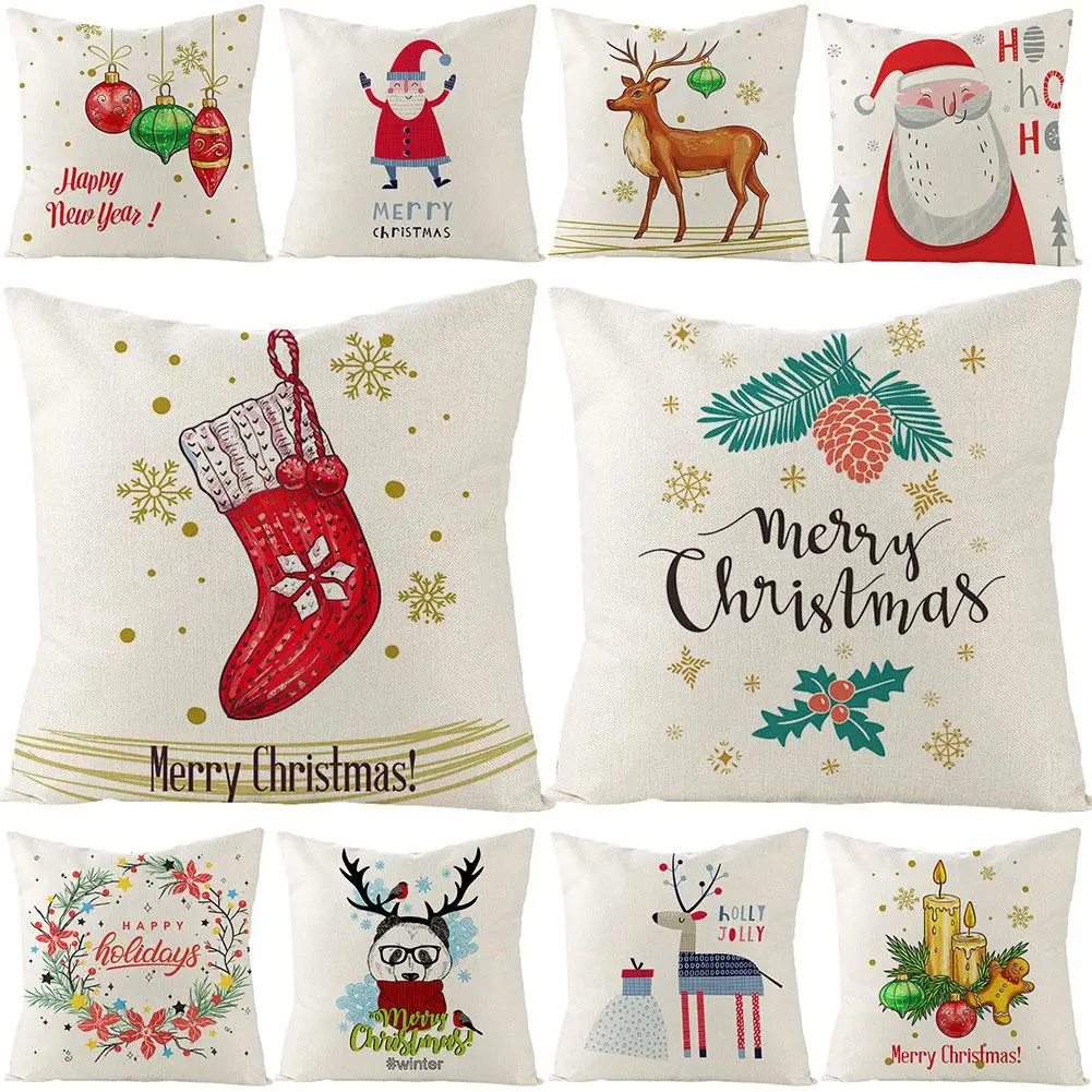 40 # новая подушка высокого качества чехол Счастливого Рождества чулки Санта Клаус счастливые праздники наволочка для дома Декор