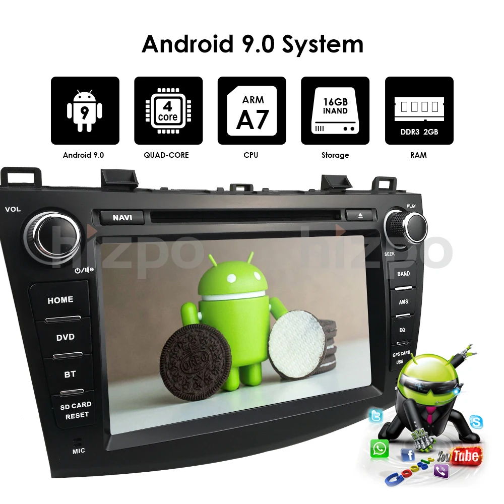 Android9.0 8 дюймов в тире головное устройство двойной din автомобильный dvd-плеер gps навигация Стерео Радио CANbus для Mazda 3 2010 2011 2012 2013