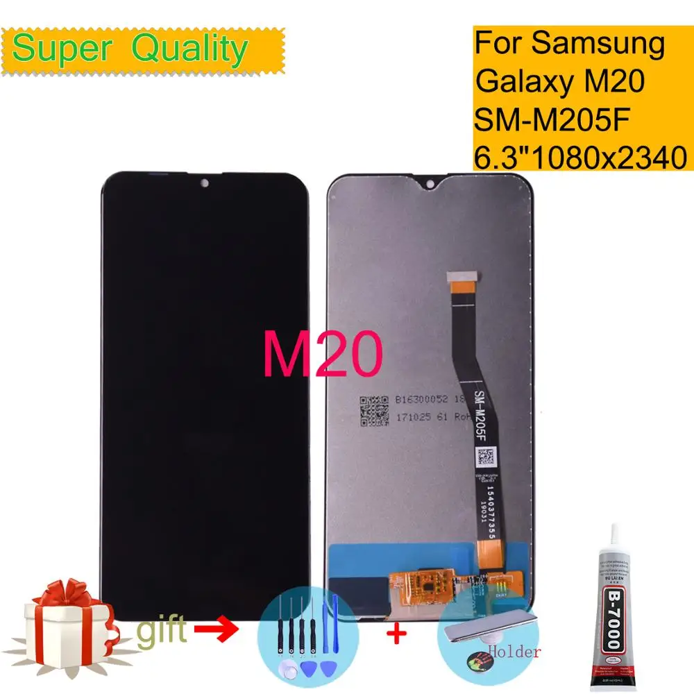6," ЖК-дисплей для samsung Galaxy M20 M205 M205F SM-M205F, ЖК-дисплей, модуль монитора, экран, дигитайзер, сборка, замена