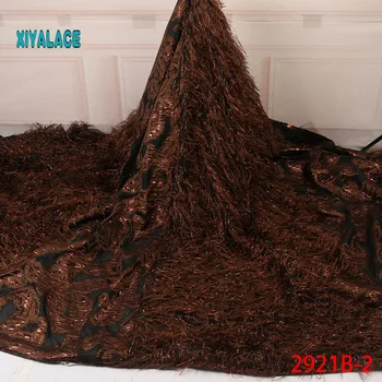

Brocade Lace With Feather African Lace Fabric Fashion wedding Dress Jacquard Lace For Nigerian Lace Fabric YA2921B-2