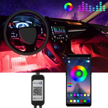 

TiOODRE Car LED Strip Lights USB Bluetooth Atmosphere Light Welcome Music Strip Colorful Lights With Controller Car Dance