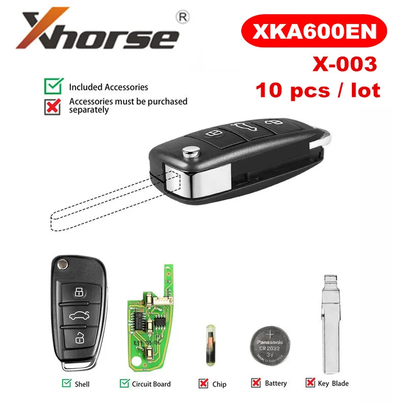 XHORSE XKA600EN X003 для Audi A6L Q7 Тип Универсальный пульт ключ 3 кнопки 10 шт./лот| |