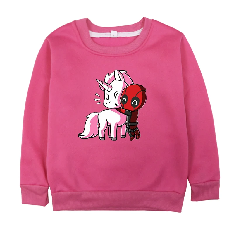 Hoodies 14 Принт с дэдпулом, свитер для маленьких девочек хлопковая Осенняя детская одежда флисовый логотип для мальчиков от 2 до 14 лет - Цвет: Hoodies 14