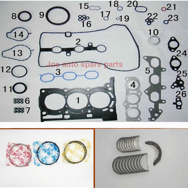 1KRFE 1KR Full gasket set kit crankshaft con rod bearing piston ring for Daihatsu SIRION STORIA
