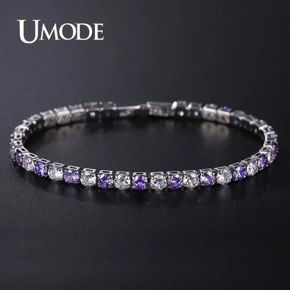 

UMODE Fashion New Brand 4mm 0.25ct Round Zircon Crystal Tennis Bracelets for Womem Men Jewelry Pulseras Mujer Moda 2019 AUB0097F