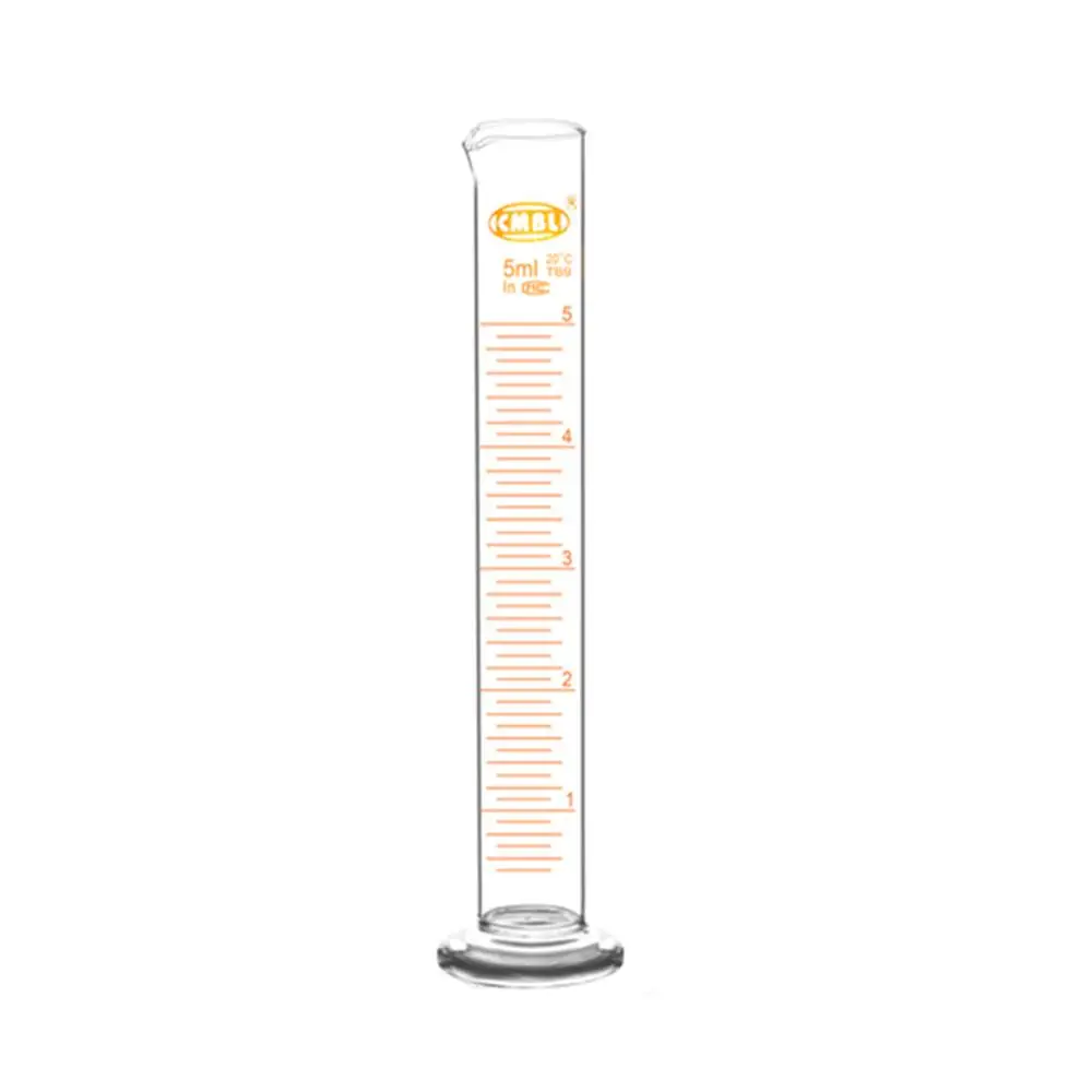 2Pcs 5ml Glass Measuring Cylinder Graduated & Spout Mouth Lab Chemitry Glassware