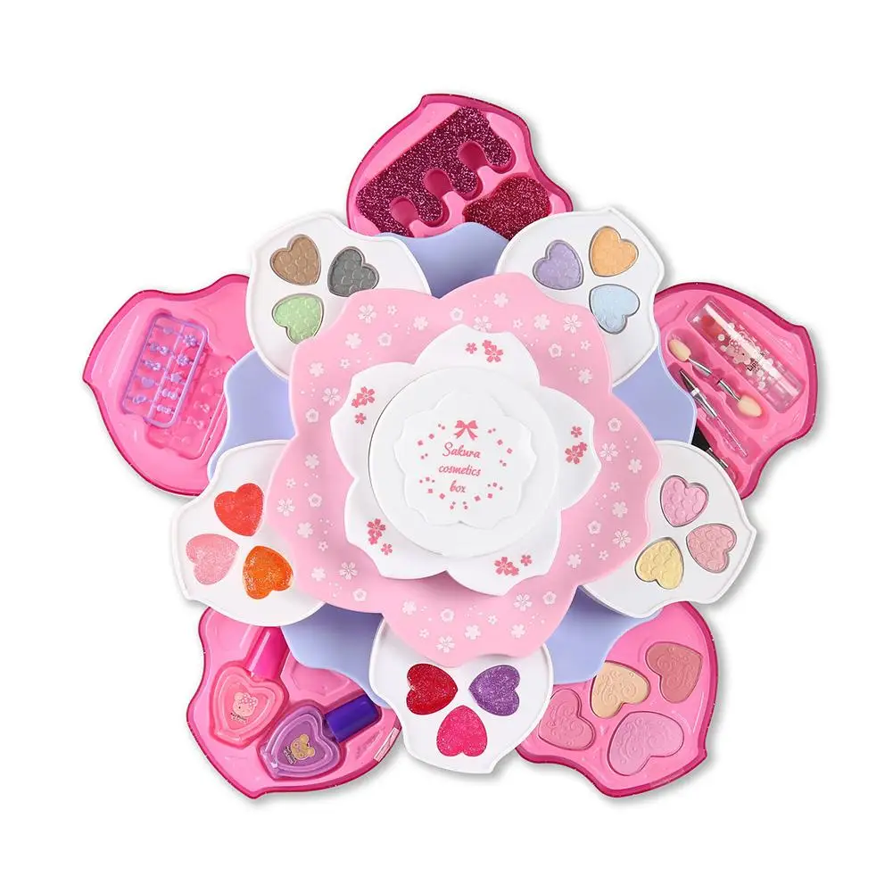 

Children Makeup Toy Girls Flower Shaped Pink Pretend Playing Cosmetics Set Kids Makeup Set Toys For Girls Birthday Party Gifts