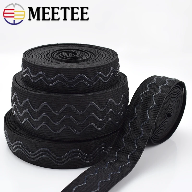 Meetee 2 м/5 м/10 м 4 см нескользящая эластичная лента волнистый Силиконовый эластичный