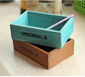 

ANGRLY Christmas 19x13x6.5cm Wood Flowerpot Retro Office Desktop Cosmetics Home Box Fleshy Wooden Flowerpot Wedding Decoration