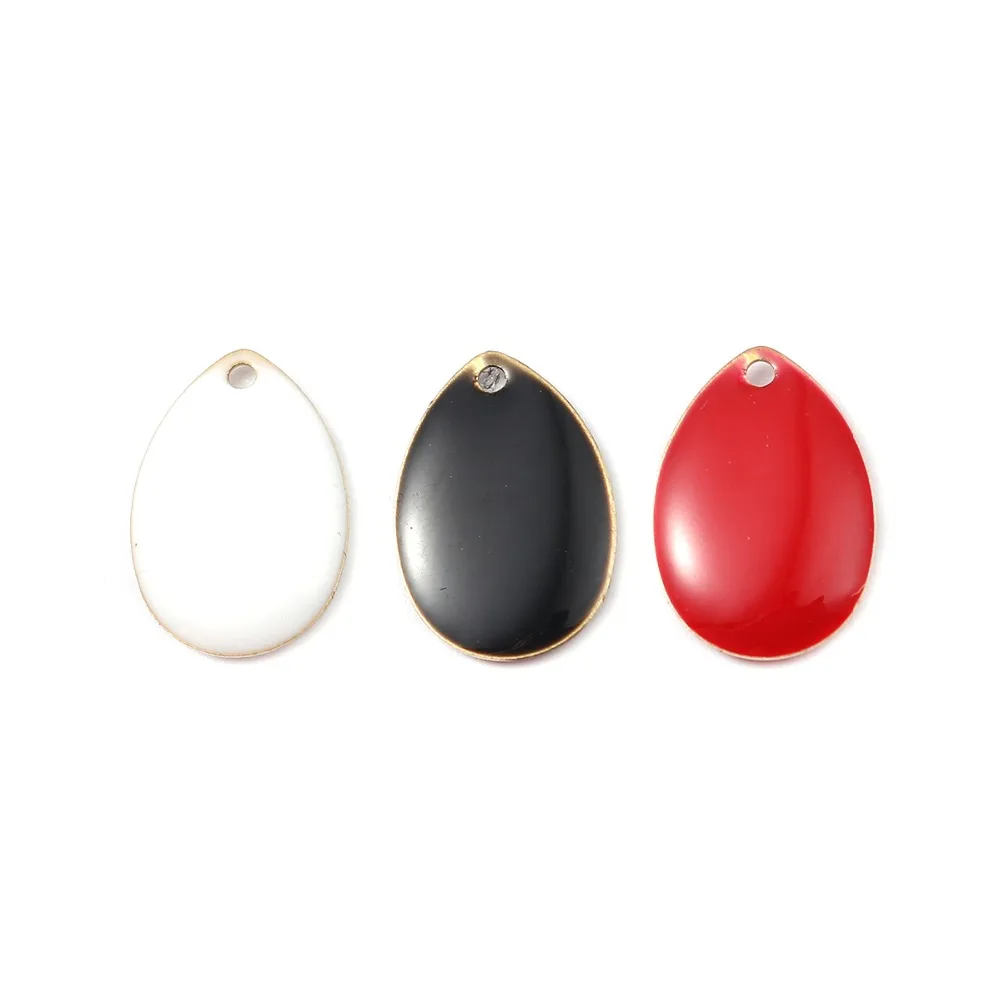 10 PCs Fashion Copper Enamelled Sequins Pendant Charms Drop-Shaped Brass Colorful For DIY Jewelry Making Findings 14mm x 10mm | Украшения и