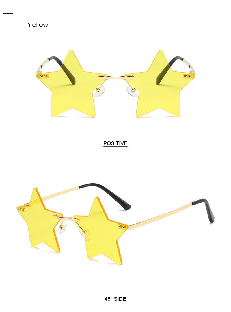 square sunglasses SHAUNA Unique Rimless Pentagram Sunglasses Fashion Five-pointed Star Shades UV400 ray ban sunglasses women