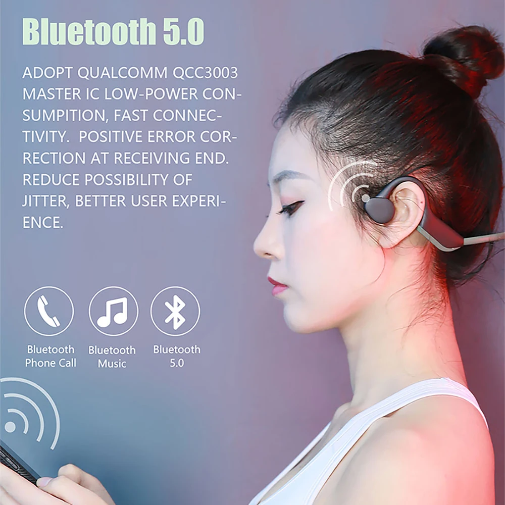 J20 костной проводимости наушники Bluetooth 5,0 беспроводные стерео наушники IP56 водонепроницаемые пылезащитные спортивные наушники с микрофоном