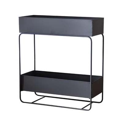 Double Layer Black Цветок из кованого железа рамка горшок многослойная скандинавский цветок Подставка под крышки стойки Балконная полка Современная Гостиная растительная полка книжная полка - Цвет: Double Layer Black