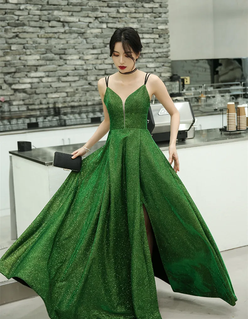 V-образный вырез платья для выпускного вечера со стразами длинные Robe De Soiree спинки Vestido Formatura с Боковым Разрезом Vestidos De Gala Платья для вечеринок