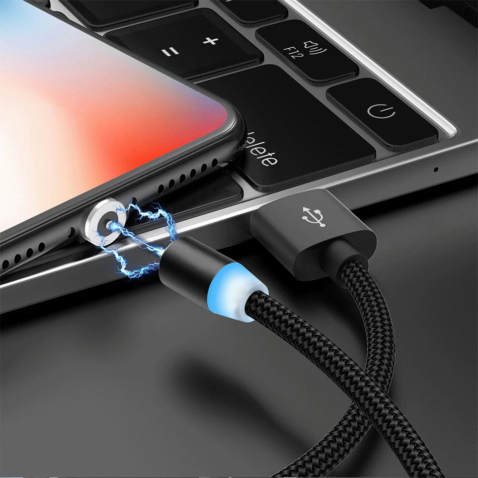 2 м Магнитный кабель Micro usb type C кабель для iPhone 11 7 samsung s9 Быстрая зарядка магнитное зарядное устройство USB Кабели Шнур для мобильного телефона