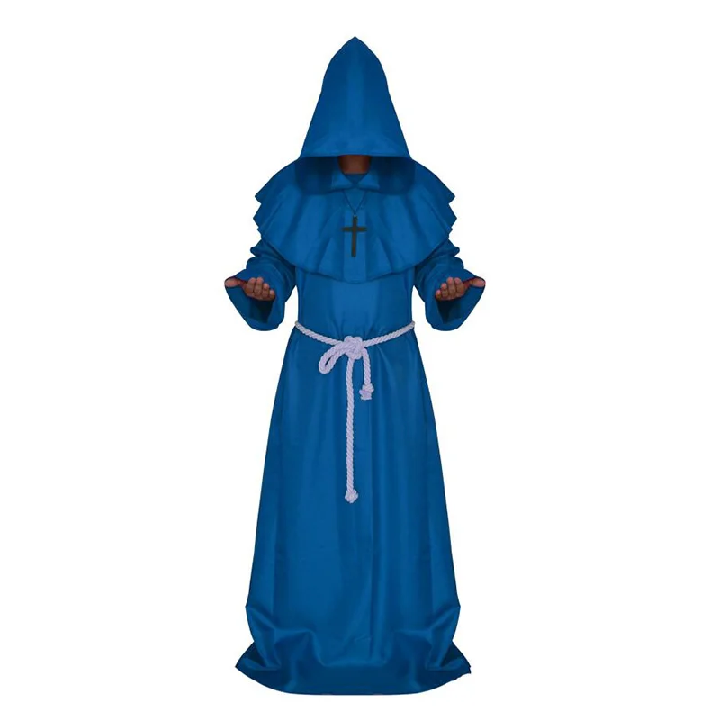 Horror Grim Reaper костюм для мужчин Винтаж монах Косплей костюмы на Хэллоуин для мужчин плащ для взрослых халат страшные костюмы волшебника для взрослых монах